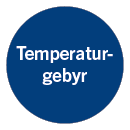 Rund blå cirkel med teksten "temperaturgebyr"